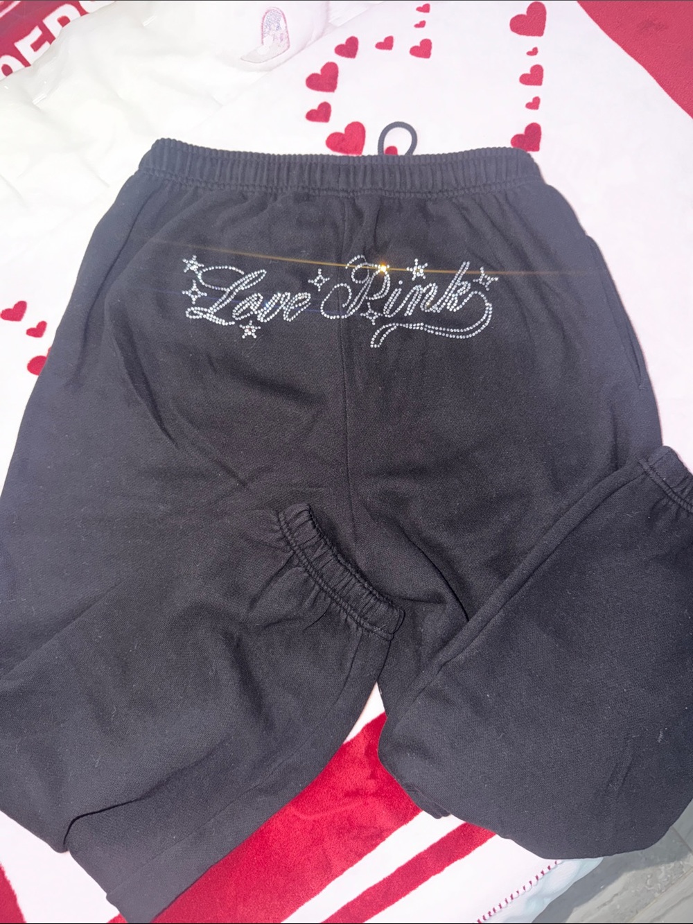 PINK Victoria's Secret Black Sweatpants with Rhinestone 'Love Pink’